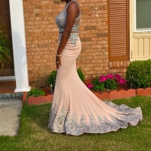 Dave & Johnny Blush-Mauve 2 Piece Prom Dress